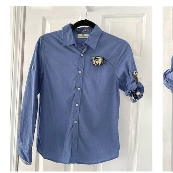 Scotch & Soda / Scotch Shrunk Boys Anchor Button Down Collar Shirt Size 12 - Picture 1 of 2
